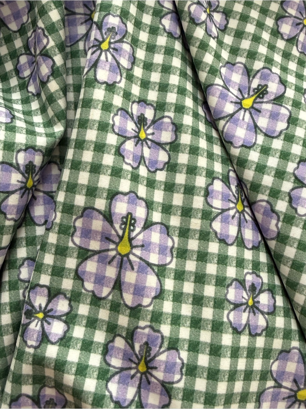 Inner Relm One-Piece Shorts Surf Swim Suit L Large Green Gingham Floral — image 6 of 6